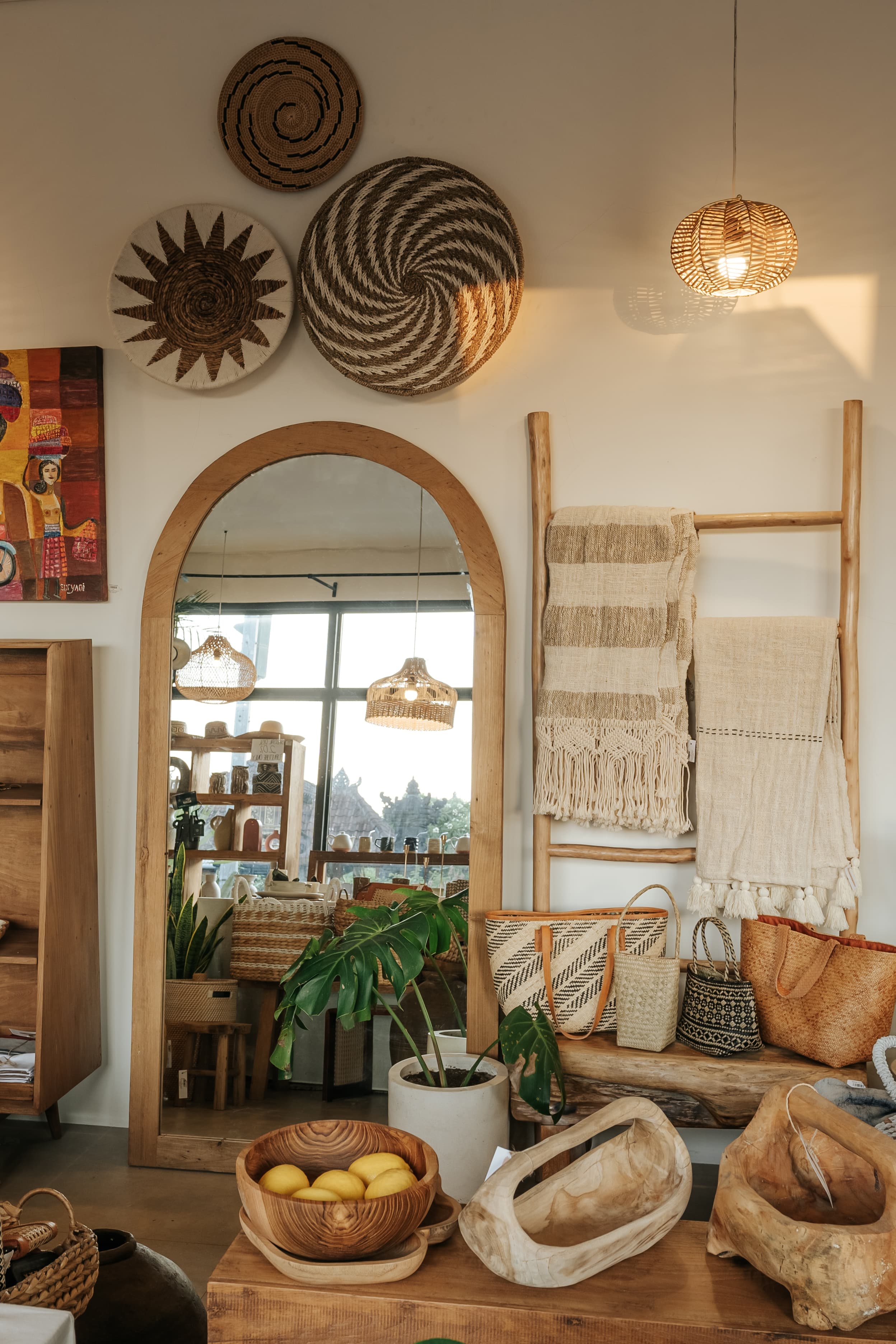 Warm Bali villa interior with natural materials and open layout